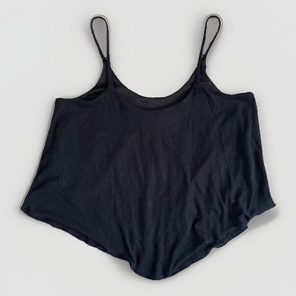 GUESS Ribbed Crop Top Tank Cami Size Small Black EUC Women’s Cropped Pointed Hem - Picture 3 of 5